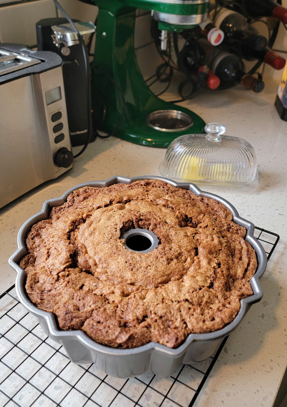 Chocolate batter in a Nordic Ware Bundt pan